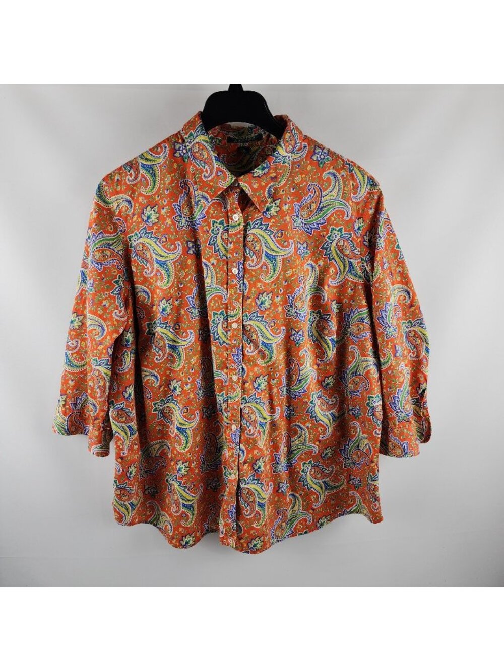 Lauren Ralph Lauren Shirt Womens 3X Plus Multi Floral Paisley Blouse 3/4 Sleeve